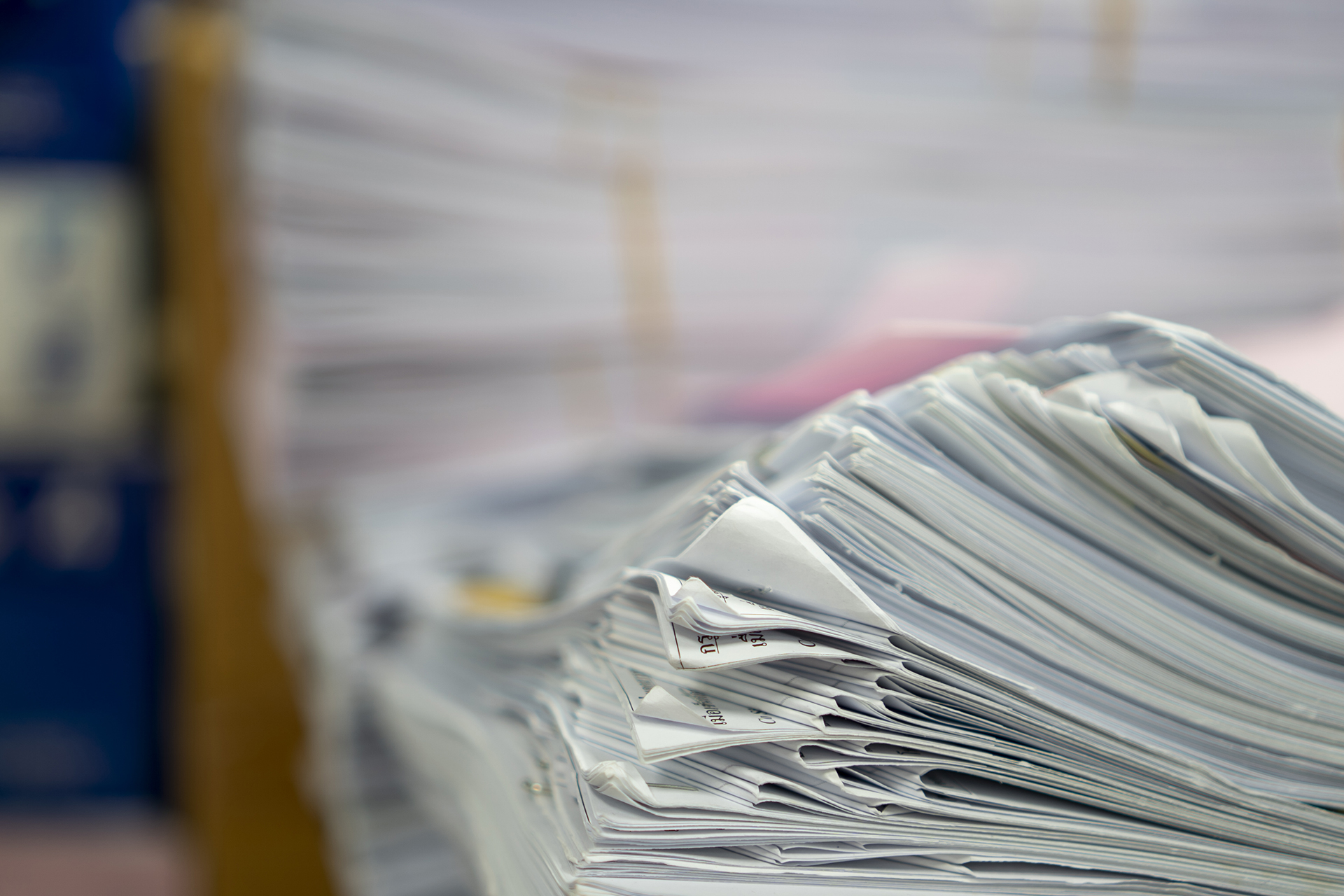 Stack of paper, Document, many jobs waiting to be done on the table, busy concept